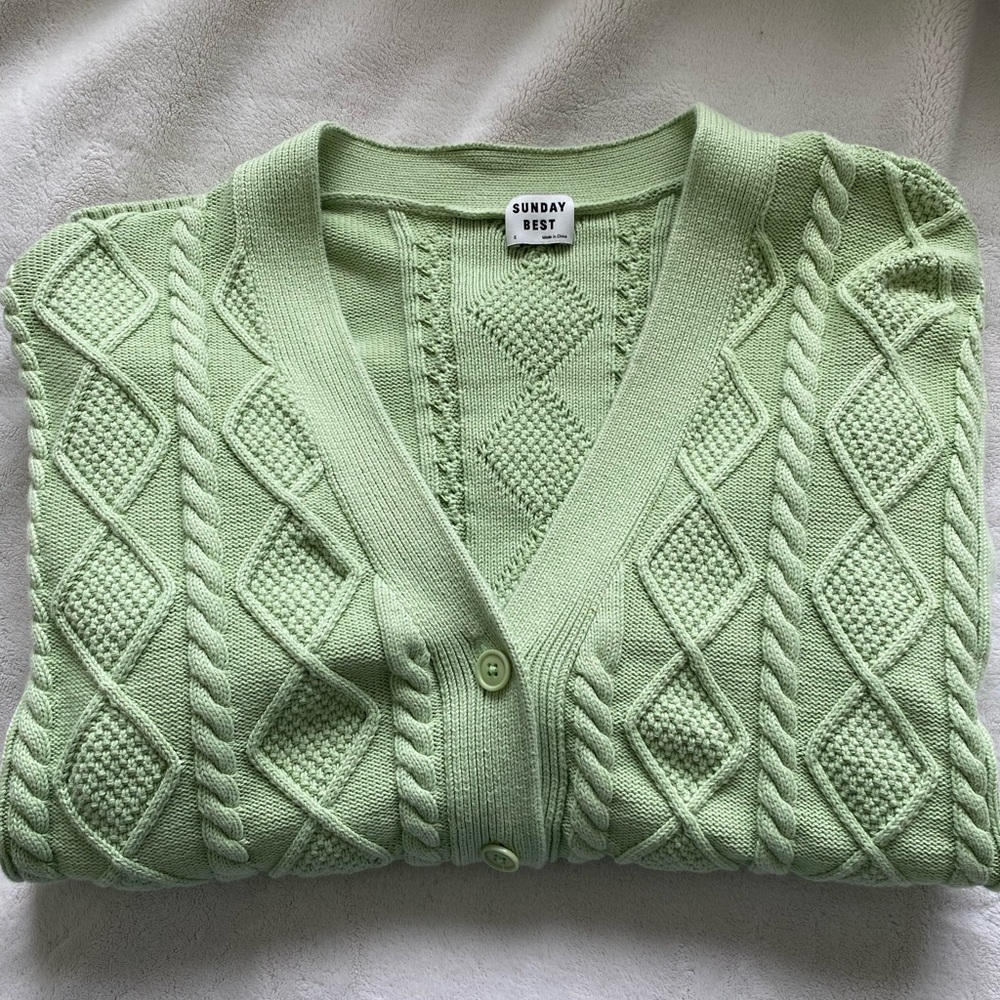 Sunday Best Green Cable Knit Sweater